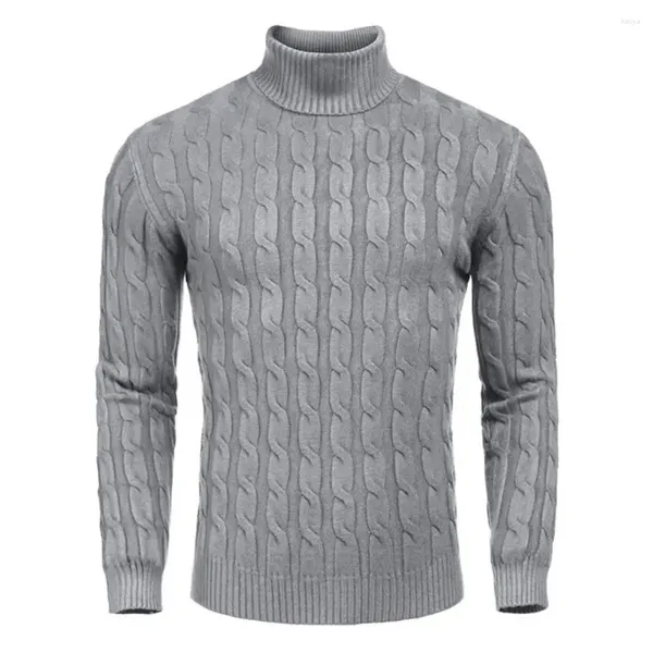 Suéteres masculinos Sweater de gola alta de inverno Homens de malha tricotados espessos de pulôver quente de cor sólido