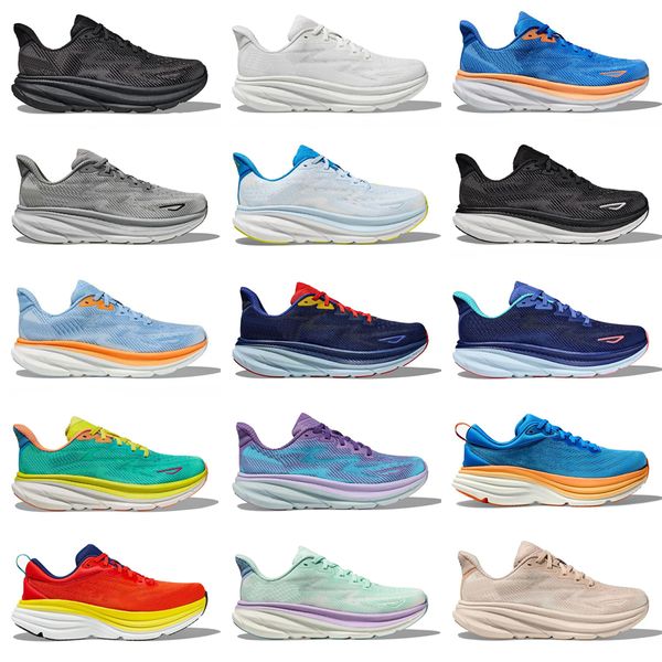 UOMINO DOMENA DESIGNER SCARPE RUNDARE CLIFTON 9 BRONGI 8 Triplo acqua ghiacciata bianca Nera Bellwether blu vibrante vibrante Ogganog Sunzione Sneaker sportivi all'aperto