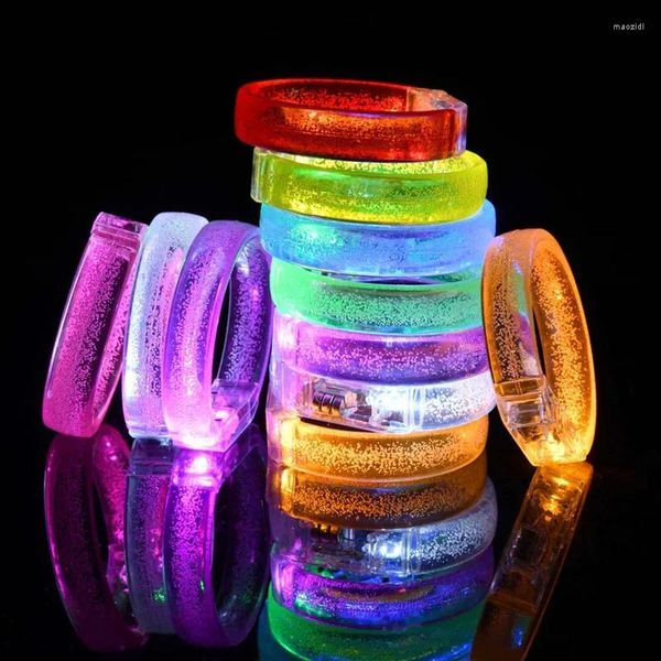 Decorazione per feste colorate braccialetti lampeggianti braccialetti di alimentazione luminosa nel neon luminoso