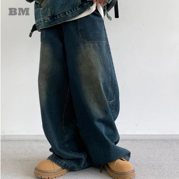 Мужские джинсы японская уличная одежда мешковаты для мужчин Женская одежда корейская пара хип -хоп грузовые штаны Harajuku Модные брюки.