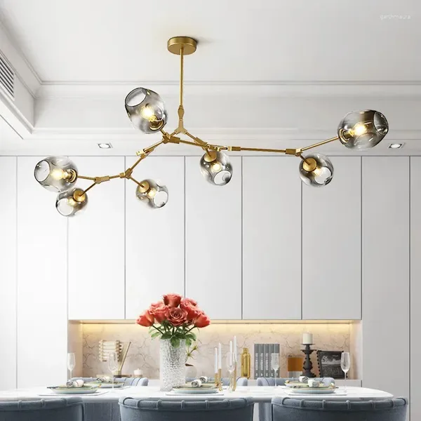 Lampadiers Nordic Glass Ball LED LA LAMAGGIO Soggiorni Centro Tavolo Restauranta Cucina in oro nero Lights Decor Displace