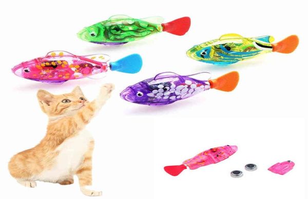 4 pezzi d'acqua del giocattolo di pesce elettrico interattivo per gatto per il gioco da gioco interno e cane con animale luminoso a LED S 2201108413790