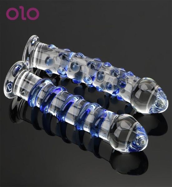 Dildosdongs Olo Crystal Glass Dildos weiblicher Masturbator großer Penis realistischer Dildo Erotischer Anal Butt Plug GSPOT Sex Toys für Woman4570297