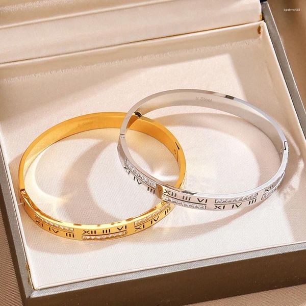 Bangle numeri romani bracciali set di gioielli set 18k inolio inossidabile inossidabile zirconia cubica anello nuziale di zirconia