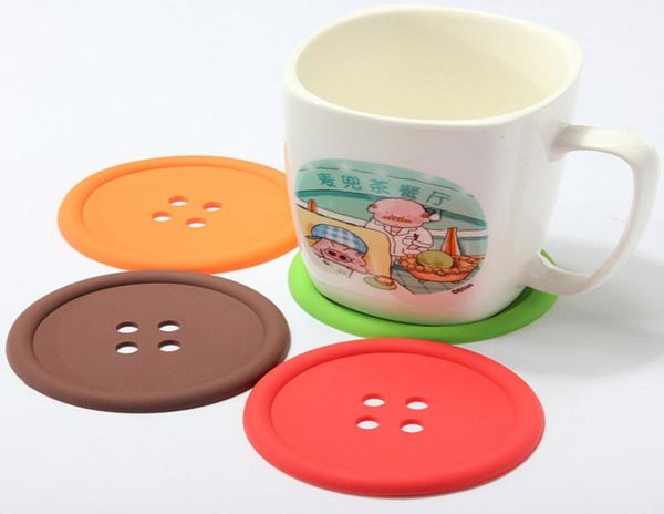 Cute silicone rotondo abbottonate di casa tavolo da casa decorazione da caffè bevanda al caffè tazza tazza tazza pad ty10114406984