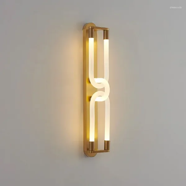 Lâmpada de parede Design de arte Luzes LED Roomro Bedroom Restaurante Sconce Gold Black Metal Metal Branco Tubo de acrílico Decorar sala de estar