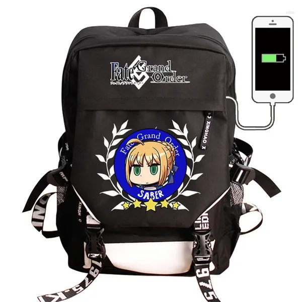 Backpack Fate Grand Ordine Waterproof Game FGO Student Laptop Backpacks da viaggio per spalle da viaggio Grande Stuckack School