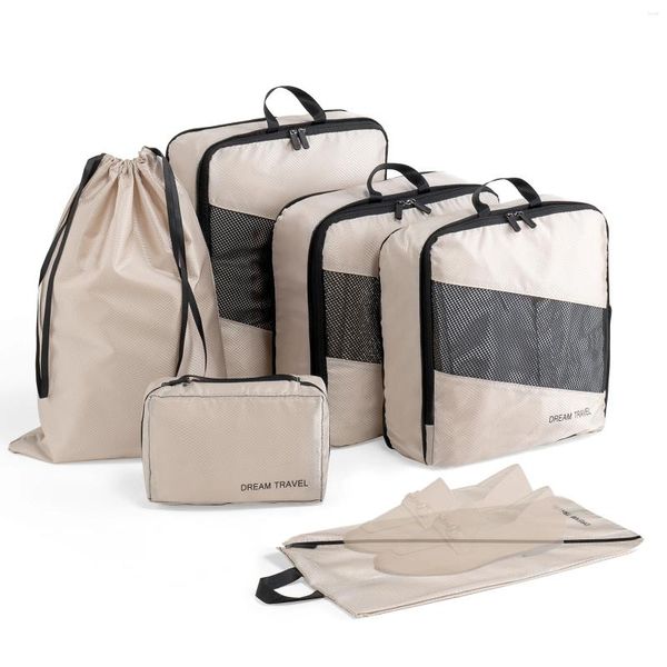 Bolsas de armazenamento 6pcs enferrujados de polyestra de roupa de viagem suprimentos de roupas de cordão de cordão