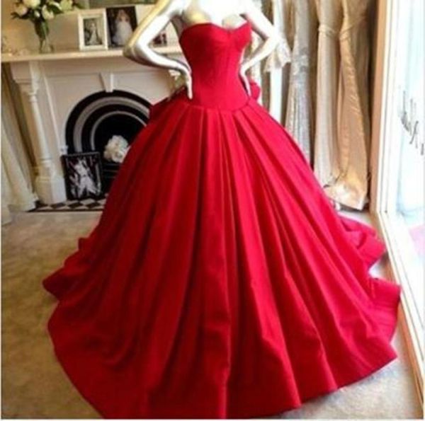 Vestido de noivado Abito Cerimonia Donna Sera 2019 Sweetheart Red Princess Ball vestidos de noite vestidos de baile barato 7497134