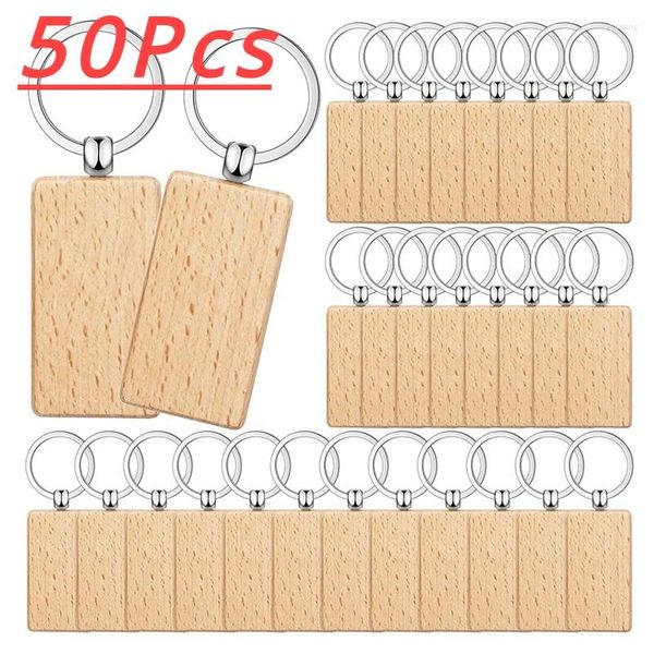 Chaves 50pcs/set retângulo Chave de madeira em branco Anúncio de madeira Craft Craft Bulk atacado