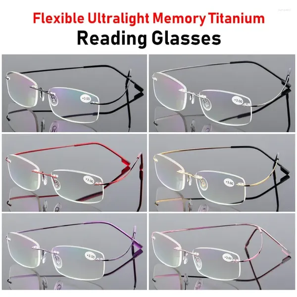 Óculos de sol Força 1.0- 4.0 Ultralight flexível Presbiaópico óculos Presbiaíses Rimless Memory Titanium Reading Glasses