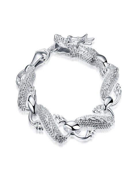 Bracciale Drago bianco Big Bracciale in argento in argento Sterling Dono di matrimonio con braccialetto da matrimonio 925 Bracciale d'argento SPB0367680379