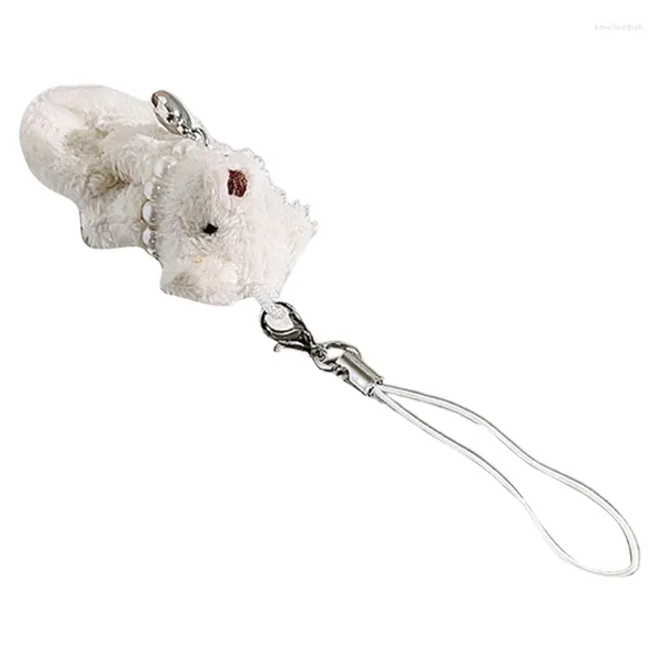 Portachiavellini bianchi peluche porta portachiavi coppia animale tieyrings per il telefono di peluche