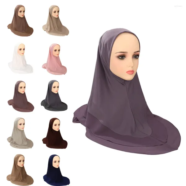 Roupas étnicas mulheres muçulmanas chiffon hijab lenço instantâneo uma peça amira amira grande lenço na cabeça do turbante islâmico orar hijabs shawl wrap puxar