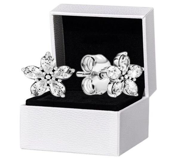 Nuovi orecchini scintillanti a perno di fiocchi di neve 925 set di scatole originali in argento sterling per regalo di regalo Cz Cryens Womens 88899209