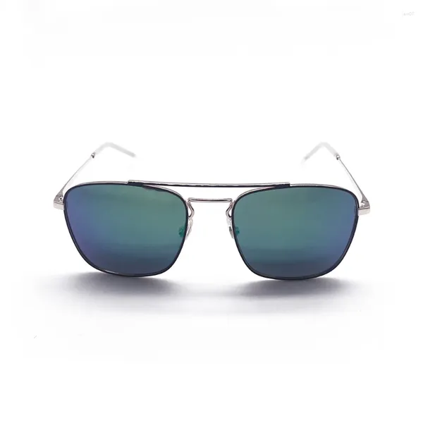 Sonnenbrille Frauen Frauen 2024 Luxus-Vintage in Designer Man Accessoires Bekleidung Metall Blaugrünen Verlauf UV400 3588