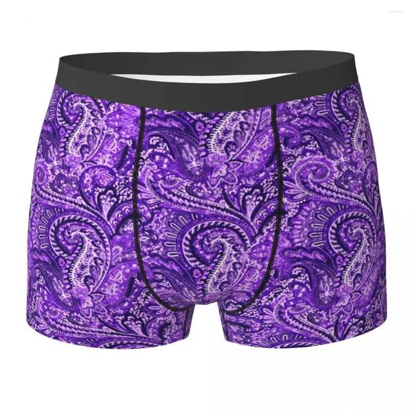 Underpants Purple Paisley Underwear Stampa vintage Vintage Cascia 3D TRUNK Custom Boxer fai -da -te Breve mutandine maschili sexy più dimensioni