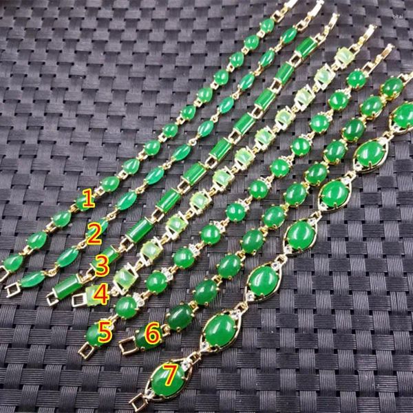 Strand Malay Green Quartz Rock Jade Acqua Drop Bracciale a forma di cuore