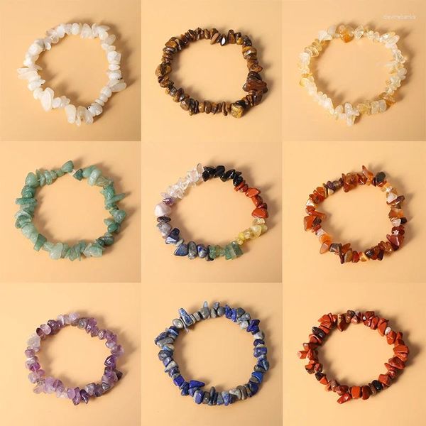 Strand gemma naturale pietra naturale di energia irregolare bracciale cristalli patatine perle Amethys Rose Quartz Reiki Healing Bracelet per donne gioielli