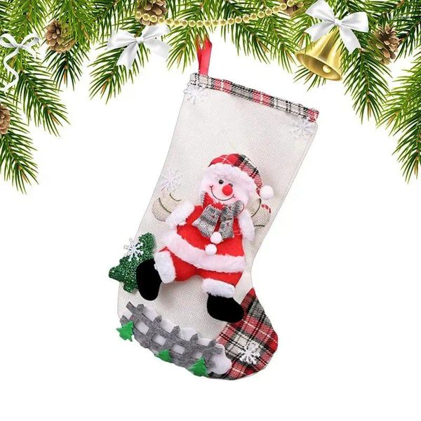 Decorações de Natal Grandes Meias Bolsa de Presente Cartoon Santa Snowman Elk Bear 3d segurando fofo feito à mão