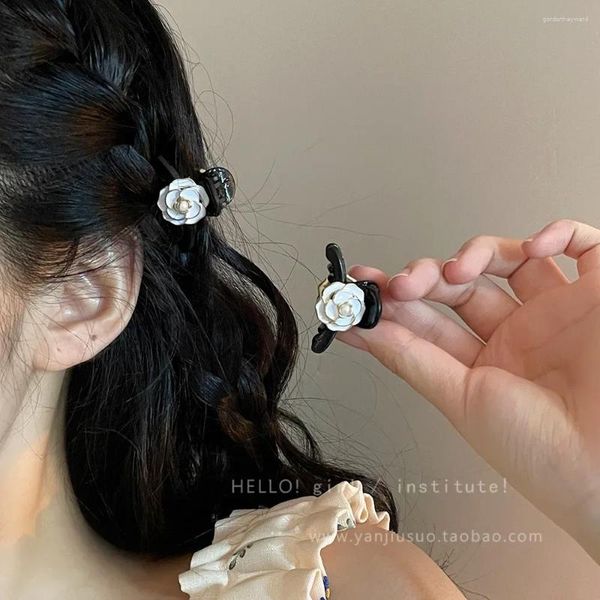 Clipes de cabelo adorável Camellia Vintage Garra para Mulheres Meninas Retro Hairpin Acessórios para a cabeça Ornamento