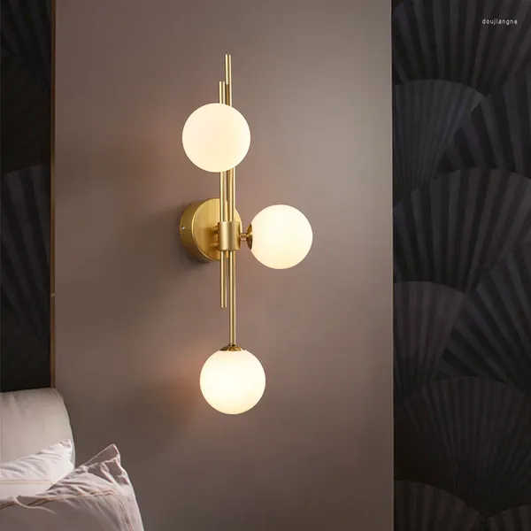 Lampada murale di lusso moderno moderno vetro minimalista decorativo oro lucentezza a led illuminazione interno camera da letto comodino salone salone