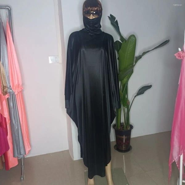Lässige Kleider glänzender Hoodie sexy Frauen Satin Long Kleid Batwing Ärmel Loose Night Plus Size Sleeping Robe