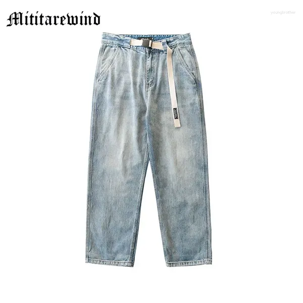 Jeans maschili vintage hip hop lavate in difficoltà retrò pantaloni larghi cinghia dritta coppia di cargo di alta strada per quattro stagioni pantaloni