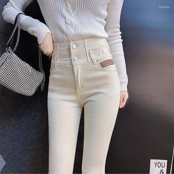 Jeans femminile albicocca sexy pantaloni a matita sottili femminile coreana allacciata casual 2024 primaverila in vita alzata i pantaloni Budenim A289