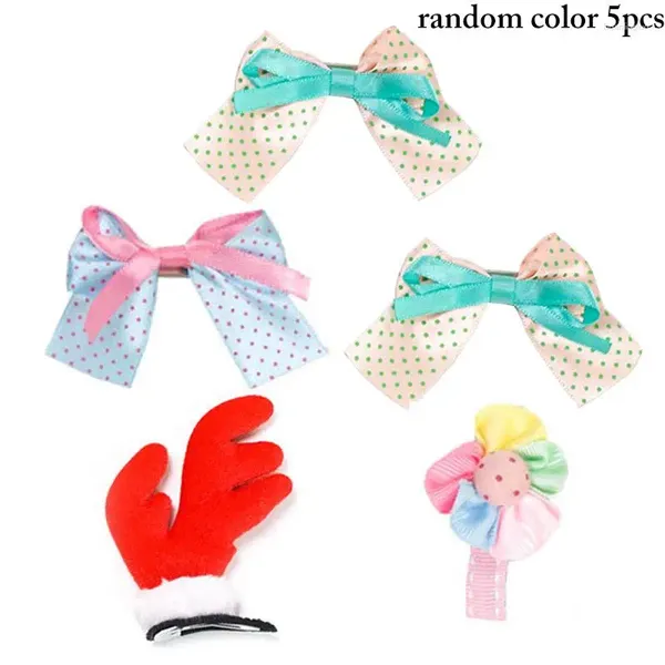 Abbigliamento per cani 5pcs/set Hairpins for Dogs Cuppy Bow Cat Hair Clips Accessori per la toeletta