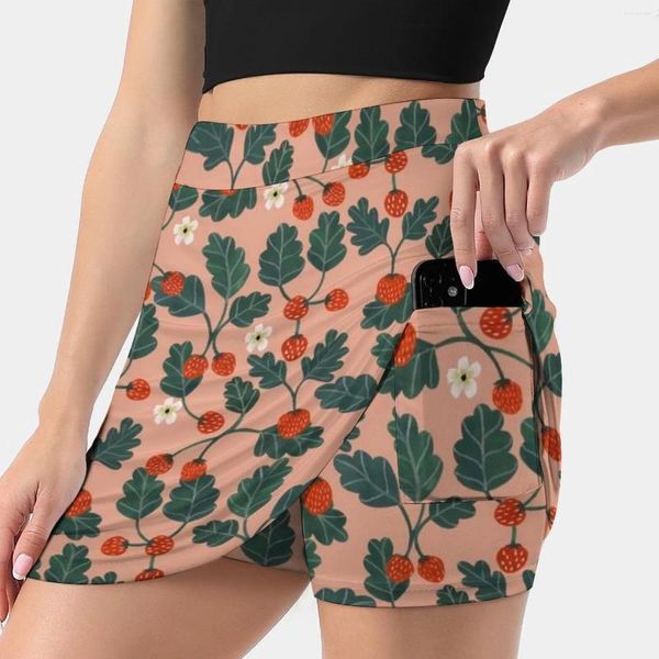 Skirts Strawberries Women's Skirt Sport Skort con moda tascabile in stile coreano 4xl GOUACHE FLORALE