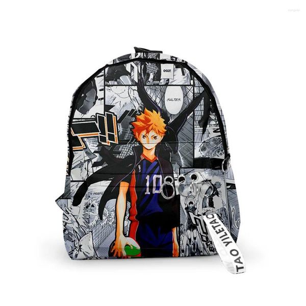 Backpack Fashion Haikyuu !!Backpacks de cadernas de notebooks Bolsas para meninas da escola Pupila Chaves impressas em 3D Oxford impermeável