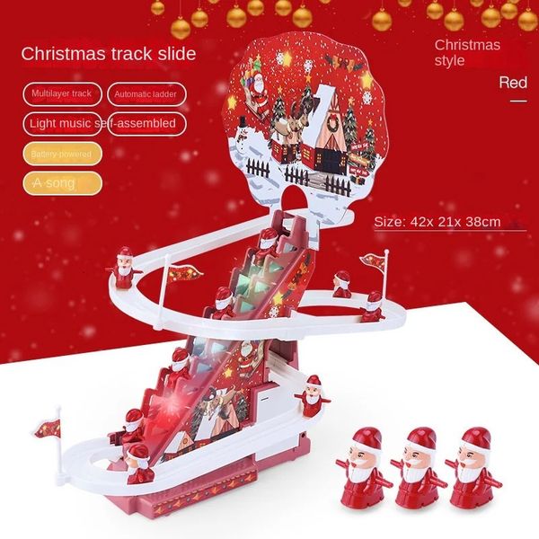 Babbo Natale arrampicarsi su scale per la prima istruzione pista elettrica piccola lampada gialla anatra music giocattolo per il regalo di Halloween 240424 240424