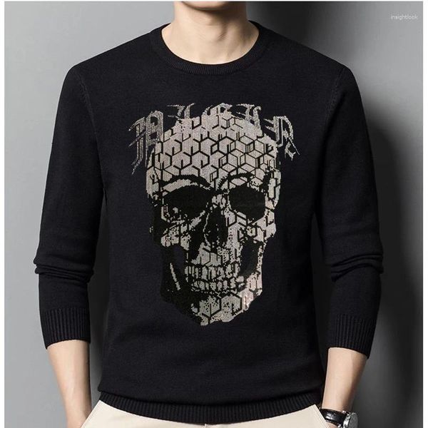 Maglioni maschili uomini jumper pullover cranio designer diamond designer hip hop maschio strass streetwear streetwear bearsome fashion o collo a maglia da maglieria