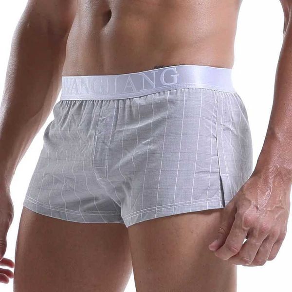 MUITOPANTES Mens algodão shorts de boxing solto Multi-Color Mens de fundo liso de roupas íntimas de flecha confortável Q240430