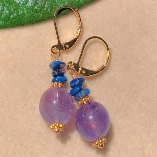 Серьги натуральные круглые пурпурные халцедония lapis lazuli beads gold Unisex Современный богемный ушной манжет Platinum Hoop Men Bridal