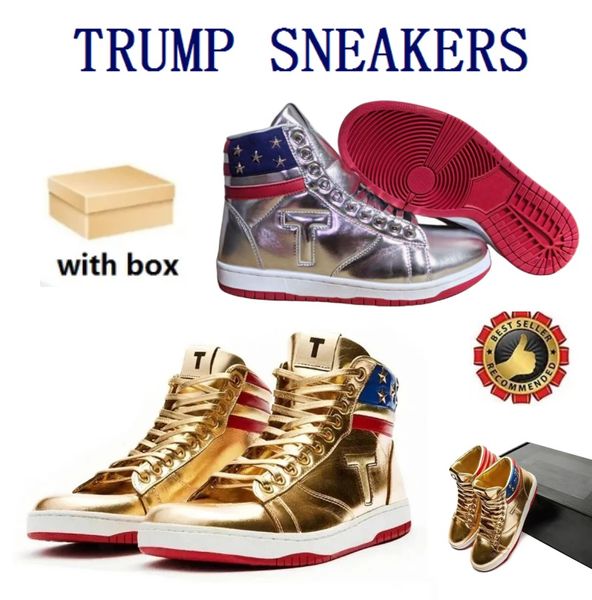 T Trump Basketball Casual обувь никогда не сдавайте дизайнер с высокими вершинами TS Gold Custom Custom Men Supers Outsoor Sneakers Commort Sport Moureny Women