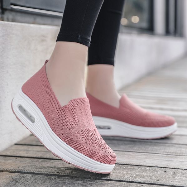 Sommer Leichtes dicker Sohle erhöhter Luftkissen Sport Shake Schuhe Neues Mesh atmungsaktives lässige Frauenschuhe