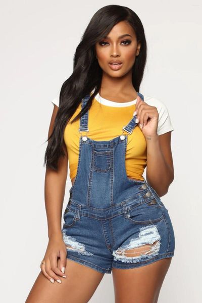 Damen Jeans Casual Women Plus Size Ripped Button Denim Overalls Short Streetwear Playsuit Bodysuit Mujer Jumpsuit