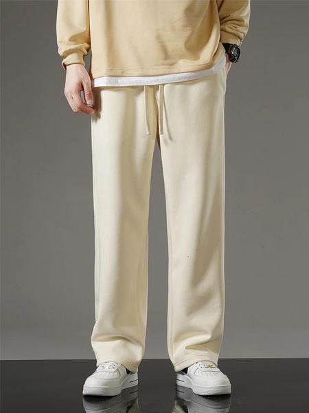Bahar Sonbahar Erkekler Swearpants Kore Moda Spor Giyim Çizme Geniş Bacak Düz Track Pantolon Pamuk Pamuk Gevşek Gevşek Pantolon 240423