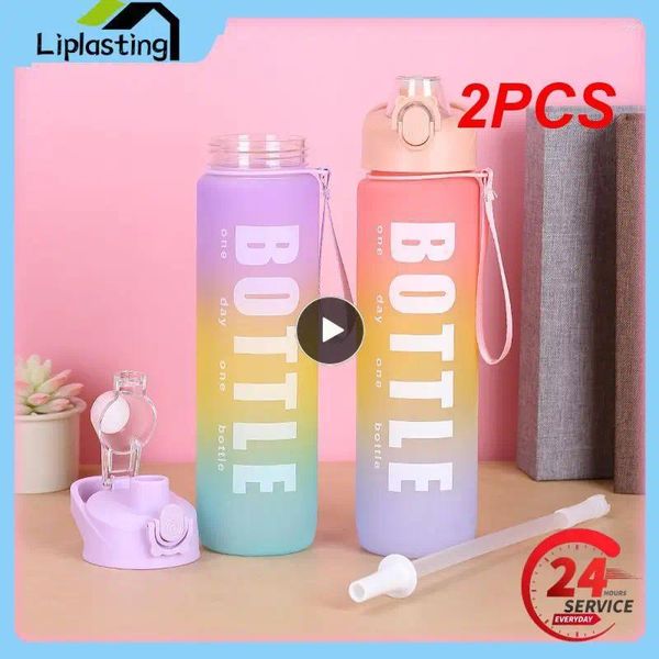 Bottiglie d'acqua 2 kpcs Milk Coffee Pagning Tazza per esterno Sports Fitness Bottle da 1000 ml Spettacoli sportivi all'ingrosso