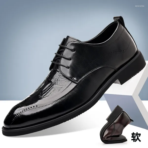 Платье обуви Waerta Brogue Men Wedding Fashion Leather Lace-Up Высококачественный бизнес-формальный бизнес черный коричневый