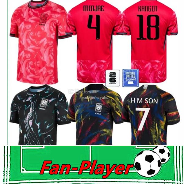 Südkorea Soccer Trikot New22 23 24 25 Heung-min Sohn Kang in der Lee Nationalmannschaft 2024 2025 Fußballhemd Männer Kinder Kit Home Away RED Black Fan Player Version