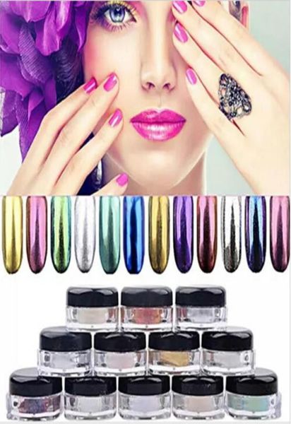New moda Shinning Mirror Powder Chrome Effect Gorgeous Nail Art Dust Glitter 14pcslot 4349746