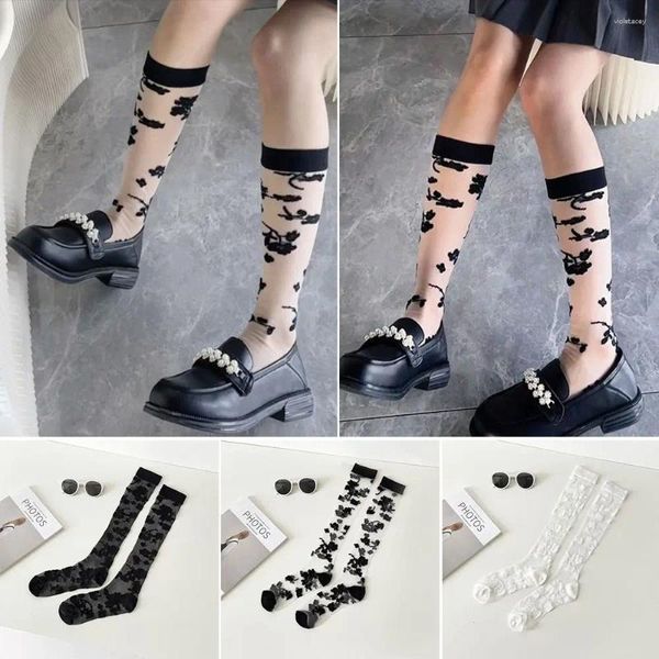 Frauen Socken transparent lange sexy ultradünne Knie hohe Kristallseide Nylonnetzstrümpfe