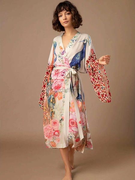 Women Beach Wear Beach Kimono for Women Peocock Princied Swimsuit