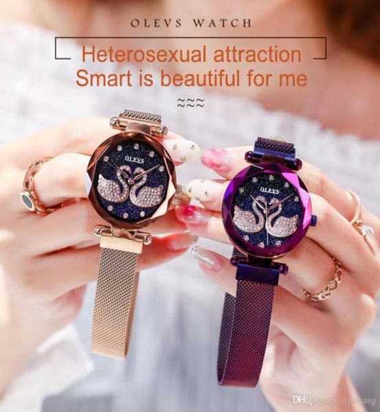 Luxo Moda Feminina Vista Magnet Purple Milan Mesh Strap Woman Diamond Watches Tik Tok Girl Casal Dress Watchwatch Opherop2158315