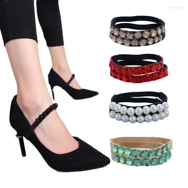 Schuhteile Frauen Schnürsenkel für High Heels Perlenbandgürtel-Knöchel mit losen Anti-Skid-Bündel-Krawattenschuhschuh Dekoration halten
