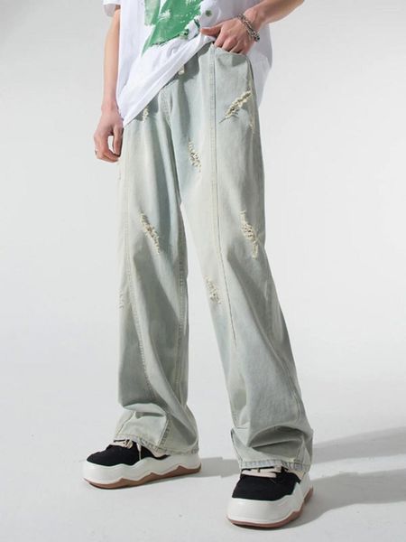 Jeans maschi maschi vintage coreano streetwear oversize oversize dritte dritte gamba larga alt color denim pantaloni vestiti W254