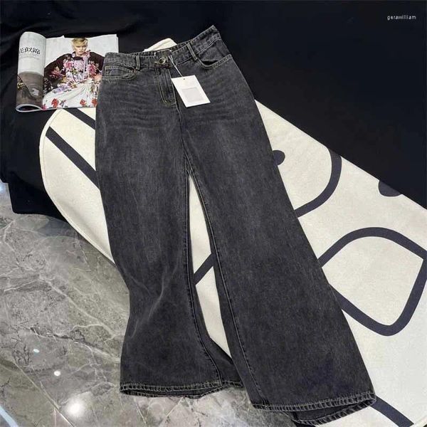 Pantaloni da donna alla moda retro casual sottili a gamba a larga gamba a larga gamba a gamba